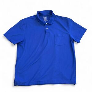 L.L.Bean Men's Blue Premium Double L® Polo, Hemmed Short-Sleeve with Pocket XL